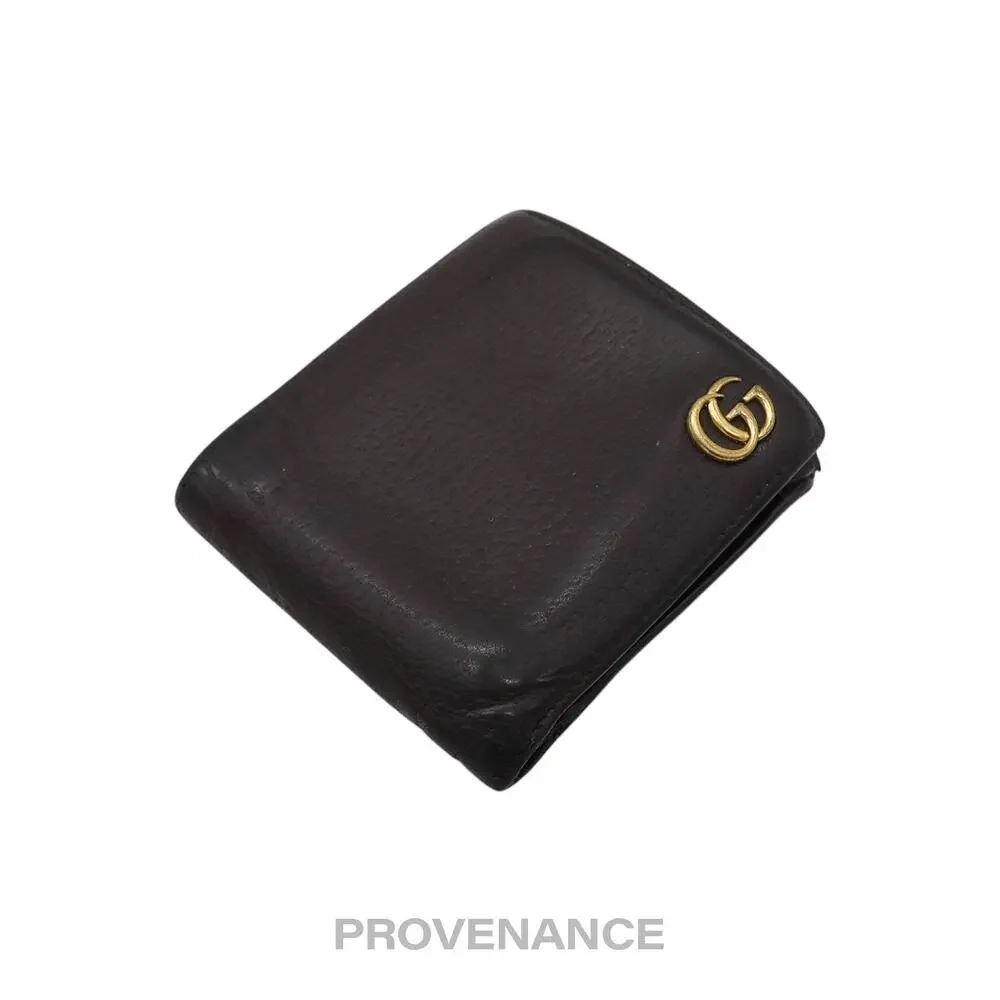 🔴 Gucci GG Marmont Bifold Wallet - Dark Chocolate Leather